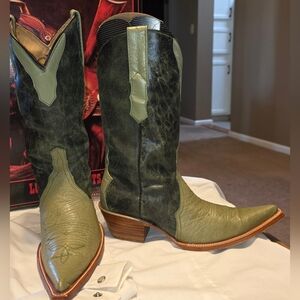 Womens, Los Altos, Green, Smooth OSTRICH, Western Boots